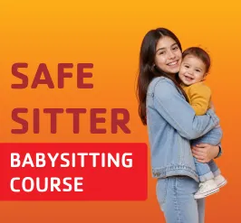 A tween babysitter holding a toddler. 