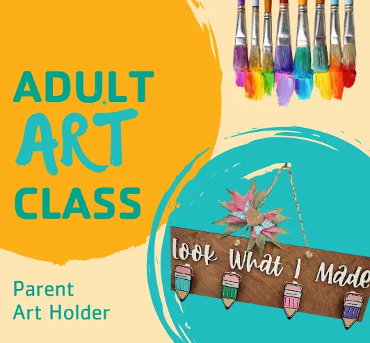 A wooden sign with clips for holding papers. It reads "look what I made!"