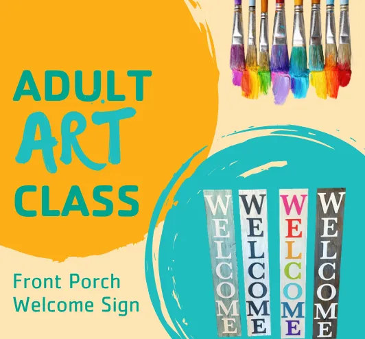 A variety of colorful painted welcome signs.