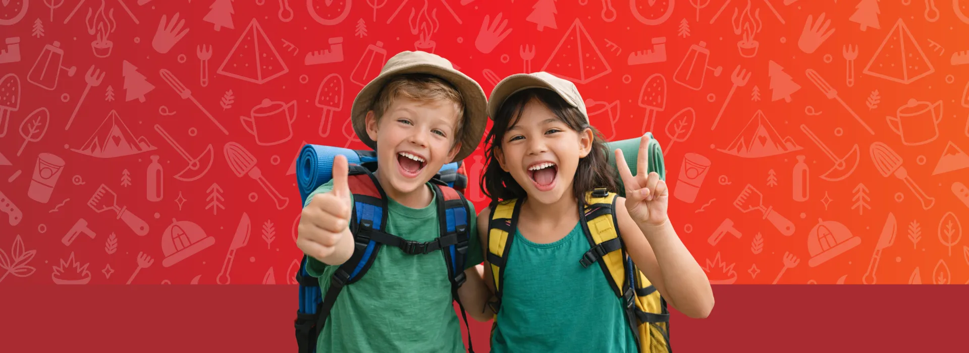two kids with backpacks on.